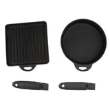 Maxbell Lightweight 2-Piece Square & Round Cast Iron Skillet/ Fry Pan Set with Storage Bag Camping Picnic Fishing Outdoor