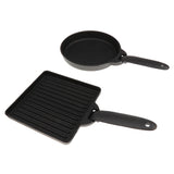 Maxbell Lightweight 2-Piece Square & Round Cast Iron Skillet/ Fry Pan Set with Storage Bag Camping Picnic Fishing Outdoor