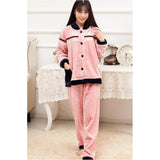 Maxbell Women warm Long Sleeves Pyjamas Set Nightwear Sleepwear Pink XXL