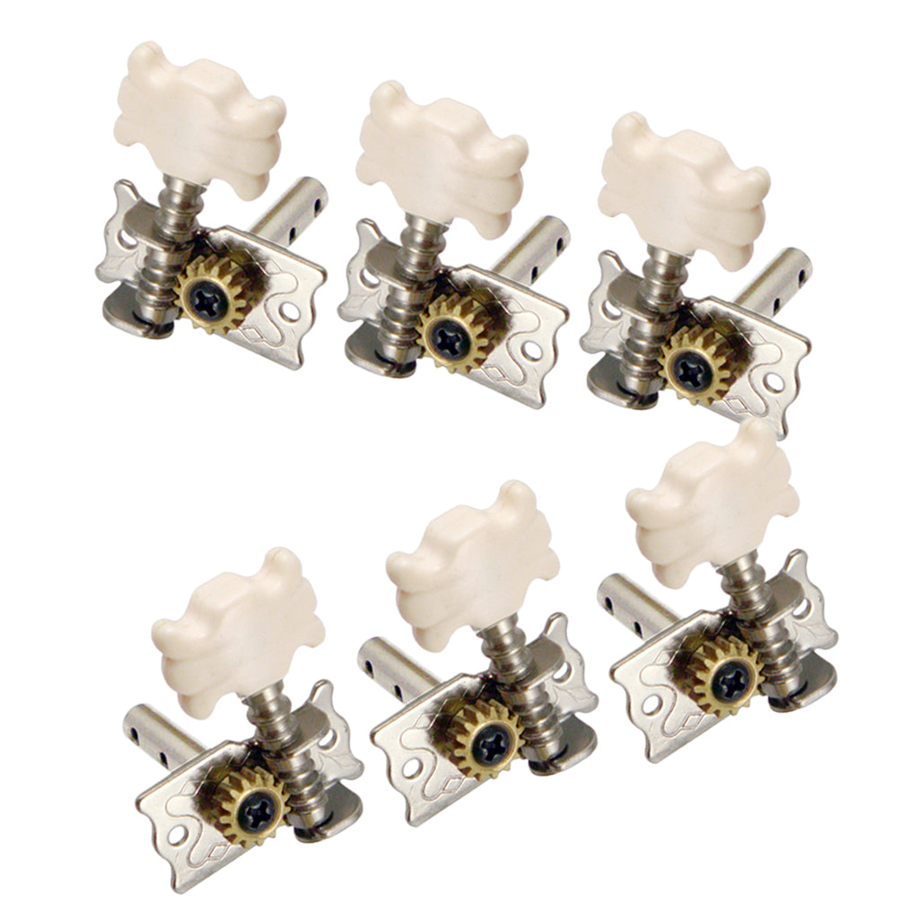 Maxbell Set of 6 Classical Guitar Tuning Pegs Machine Heads Tuners with Cream Button 3R3L
