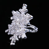 Maxbell Charming Diamante Rhinestone Snowflake Finger Ring Wedding Party Christmas Copper Ring Women Jewelry Gift