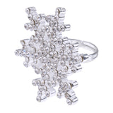 Maxbell Charming Diamante Rhinestone Snowflake Finger Ring Wedding Party Christmas Copper Ring Women Jewelry Gift