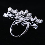 Maxbell Charming Diamante Rhinestone Snowflake Finger Ring Wedding Party Christmas Copper Ring Women Jewelry Gift