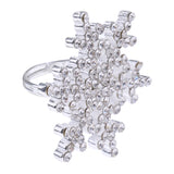 Maxbell Charming Diamante Rhinestone Snowflake Finger Ring Wedding Party Christmas Copper Ring Women Jewelry Gift