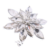 Maxbell 3.5 x 3.5cm Festive Silver Snowflake Flower Brooch Pin Diamante Crystal Broach Wedding Bridal Birthday Xmas Gift