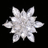 Maxbell 3.5 x 3.5cm Festive Silver Snowflake Flower Brooch Pin Diamante Crystal Broach Wedding Bridal Birthday Xmas Gift