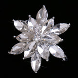 Maxbell 3.5 x 3.5cm Festive Silver Snowflake Flower Brooch Pin Diamante Crystal Broach Wedding Bridal Birthday Xmas Gift