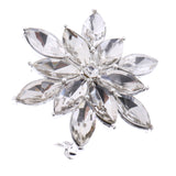 Maxbell 3.5 x 3.5cm Festive Silver Snowflake Flower Brooch Pin Diamante Crystal Broach Wedding Bridal Birthday Xmas Gift