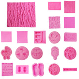 Maxbell 3D Tree Bark Shape Silicone Fondant Mould Cake Ice Paste Snack Mold Tool Pink 19*15.5*1cm