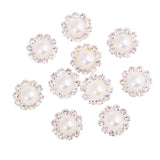 Maxbell 10 Pieces Flower Shape Rhinestone Pearl Flatback Buttons for Wedding Scrapbook Embellishment 13mm