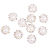 Maxbell 10 Pieces Flower Shape Rhinestone Pearl Flatback Buttons for Wedding Scrapbook Embellishment 13mm