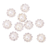 Maxbell 10 Pieces Flower Shape Rhinestone Pearl Flatback Buttons for Wedding Scrapbook Embellishment 13mm