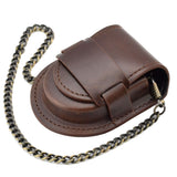 Maxbell Vintage Pocket Watch Bag Case Pouch Purse Holder with Chain Brown