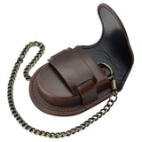 Maxbell Vintage Pocket Watch Bag Case Pouch Purse Holder with Chain Brown