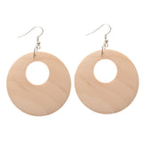 Maxbell Hollow Design Wooden Drop Dangle Hook Earrings Color DIY Jewelry Wood 50mm