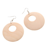 Maxbell Hollow Design Wooden Drop Dangle Hook Earrings Color DIY Jewelry Wood 50mm