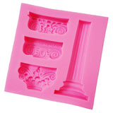 Maxbell Silicone 3D Marble Pillar Pattern Fondant Mould Cake Ice Paste Mold Kitchen Tool Pink No-sticky