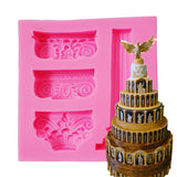 Maxbell Silicone 3D Marble Pillar Pattern Fondant Mould Cake Ice Paste Mold Kitchen Tool Pink No-sticky