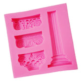 Maxbell Silicone 3D Marble Pillar Pattern Fondant Mould Cake Ice Paste Mold Kitchen Tool Pink No-sticky