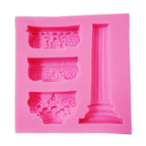 Maxbell Silicone 3D Marble Pillar Pattern Fondant Mould Cake Ice Paste Mold Kitchen Tool Pink No-sticky