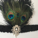 Maxbell Vintage Sequin Peacock Feather Crystal Headband Headpiece  Hair Jewelry