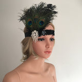 Maxbell Vintage Sequin Peacock Feather Crystal Headband Headpiece  Hair Jewelry