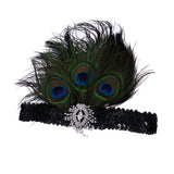 Maxbell Vintage Sequin Peacock Feather Crystal Headband Headpiece  Hair Jewelry