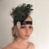 Maxbell Vintage Sequin Peacock Feather Crystal Headband Headpiece  Hair Jewelry