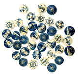 Maxbell 100Pieces Assorted Nautical Series Wood 2 Hole Button for Sewing Craft 25mm