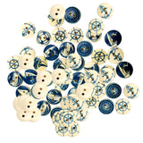 Maxbell 100Pieces Assorted Nautical Series Wood 2 Hole Button for Sewing Craft 25mm