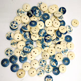 Maxbell 100Pieces Assorted Nautical Series Wood 2 Hole Button for Sewing Craft 25mm