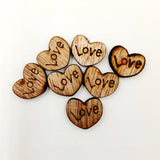 Maxbell 100 Pieces Wood Shapes Unfinished Heart Love Printed Slice for Craft 12x15mm