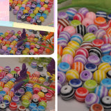 Maxbell 100 Pieces Mixed Color Round Striped Resin Plastic Beads for Jewelry Making DIY Bracelet Necklace 10mm