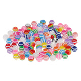 Maxbell 100 Pieces Mixed Color Round Striped Resin Plastic Beads for Jewelry Making DIY Bracelet Necklace 10mm