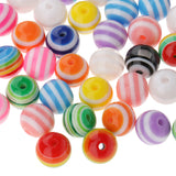 Maxbell 100 Pieces Mixed Color Round Striped Resin Plastic Beads for Jewelry Making DIY Bracelet Necklace 10mm