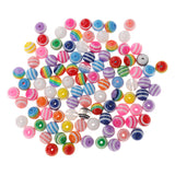 Maxbell 100 Pieces Mixed Color Round Striped Resin Plastic Beads for Jewelry Making DIY Bracelet Necklace 10mm