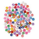 Maxbell 100 Pieces Mixed Color Round Striped Resin Plastic Beads for Jewelry Making DIY Bracelet Necklace 10mm