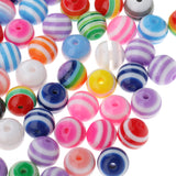 Maxbell 100 Pieces Mixed Color Round Striped Resin Plastic Beads for Jewelry Making DIY Bracelet Necklace 10mm