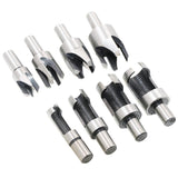 Maxbell 1 Set of 8 Pieces Wood Plug Cutter Straight/Tapered Claw Type Drill Bit Sets