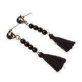 Maxbell Vintage Beads Long Black Tassel Ear Stud Dangle Earring Women Charms  Jewelry