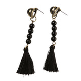 Maxbell Vintage Beads Long Black Tassel Ear Stud Dangle Earring Women Charms  Jewelry