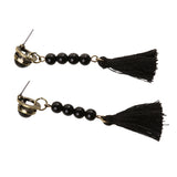 Maxbell Vintage Beads Long Black Tassel Ear Stud Dangle Earring Women Charms  Jewelry