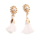 Maxbell Vintage White Tassel Fringe Ear Stud Long Dangle Earring Women Charms Jewelry