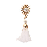 Maxbell Vintage White Tassel Fringe Ear Stud Long Dangle Earring Women Charms Jewelry