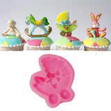 Maxbell 3D Bow-knot Pattern Silicone Fondant Mould Cake Ice Paste Mold Kitchen Baking Tool Pink