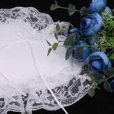 Maxbell Bridal Wedding Ceremony Party Love Heart White Satin Wide Lace Edge Ribbon Ring Bearer Pillow Cushion Gift