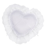 Maxbell Bridal Wedding Ceremony Party Love Heart White Satin Wide Lace Edge Ribbon Ring Bearer Pillow Cushion Gift