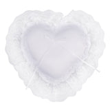 Maxbell Bridal Wedding Ceremony Party Love Heart White Satin Wide Lace Edge Ribbon Ring Bearer Pillow Cushion Gift
