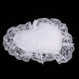 Maxbell Bridal Wedding Ceremony Party Love Heart White Satin Wide Lace Edge Ribbon Ring Bearer Pillow Cushion Gift