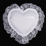 Maxbell Bridal Wedding Ceremony Party Love Heart White Satin Wide Lace Edge Ribbon Ring Bearer Pillow Cushion Gift